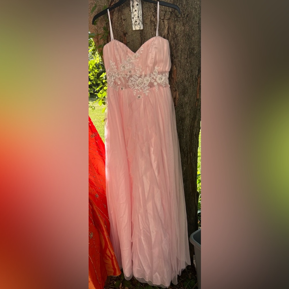 Roberta Bridal Pink Beaded Tulle Maxi Skirt Gown